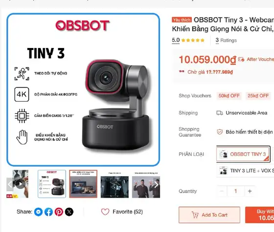 Веб-камера Obsbot Tiny 3 4K, фото 3