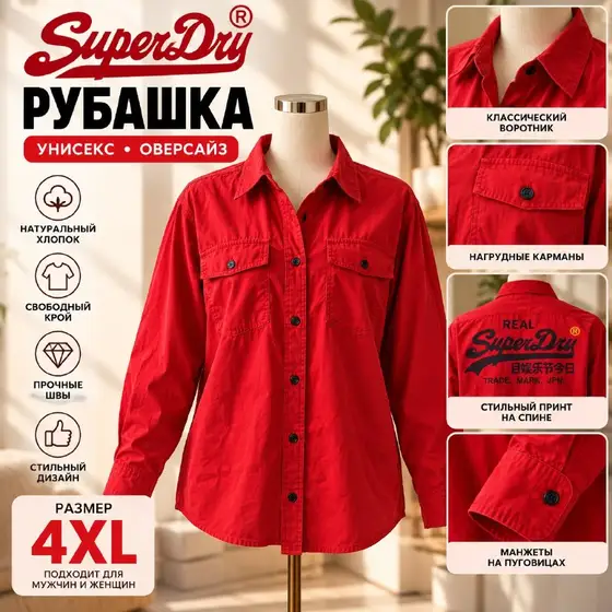 Рубашка Real Super Dry хлопок, фото 1